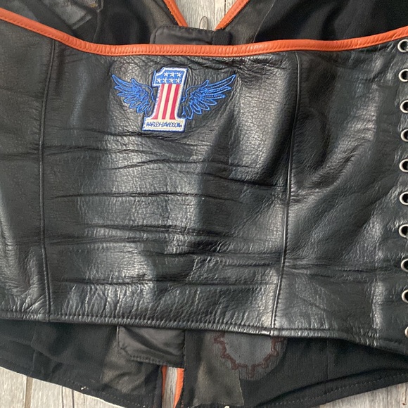 Genuine Vintage HARLEY DAVIDSON Leather Halter Vest M - Picture 2 of 11